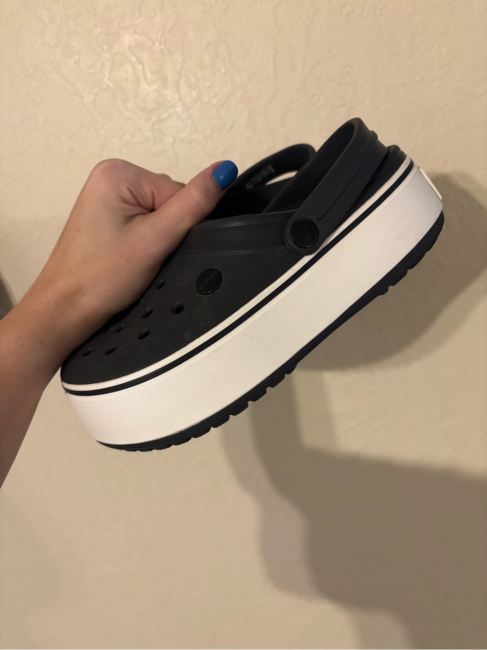 CROCS Black Platform Clog with White Platform Sole
